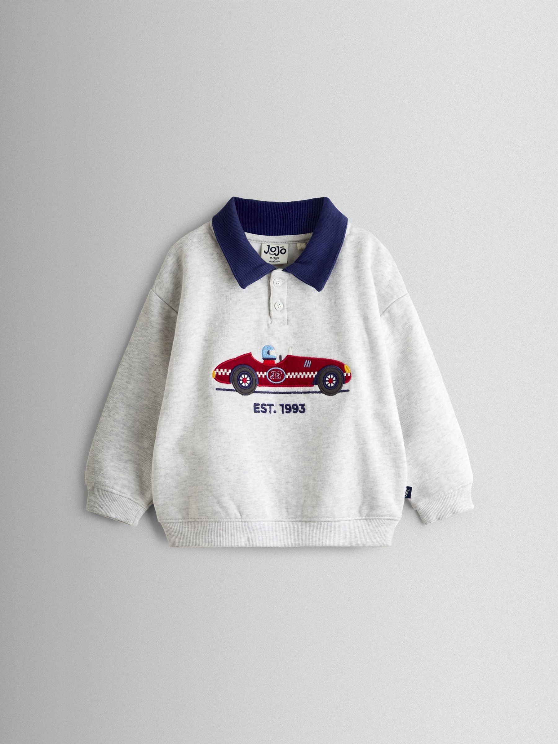 Dsiney Kidz - JoJo Maman Bébé Grey Marl Race Car Sweatshirt image 1