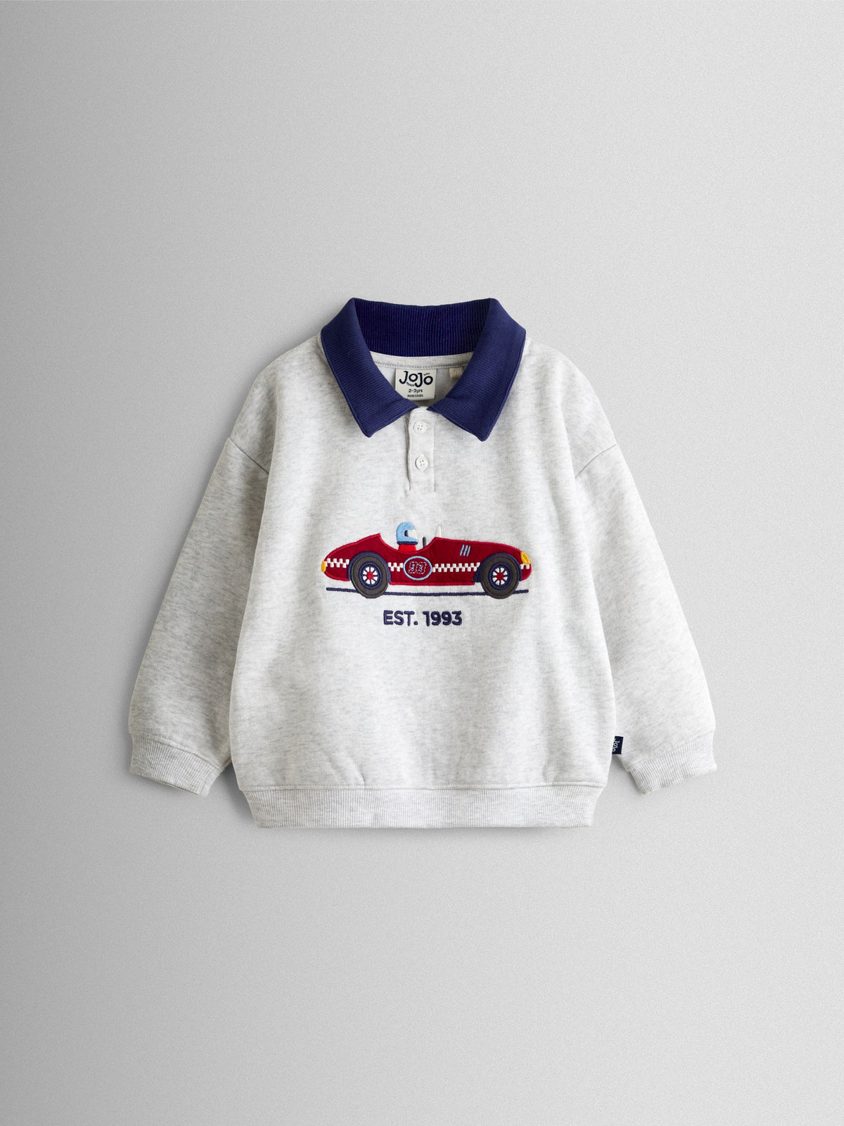 Dsiney Kidz - JoJo Maman Bébé Grey Marl Race Car Sweatshirt image 1