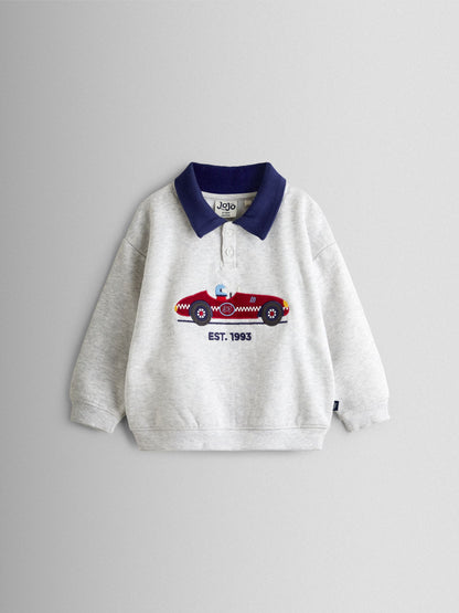 Dsiney Kidz - JoJo Maman Bébé Grey Marl Race Car Sweatshirt image 1