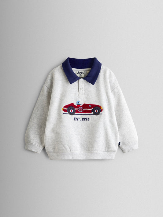 Dsiney Kidz - JoJo Maman Bébé Grey Marl Race Car Sweatshirt image 1