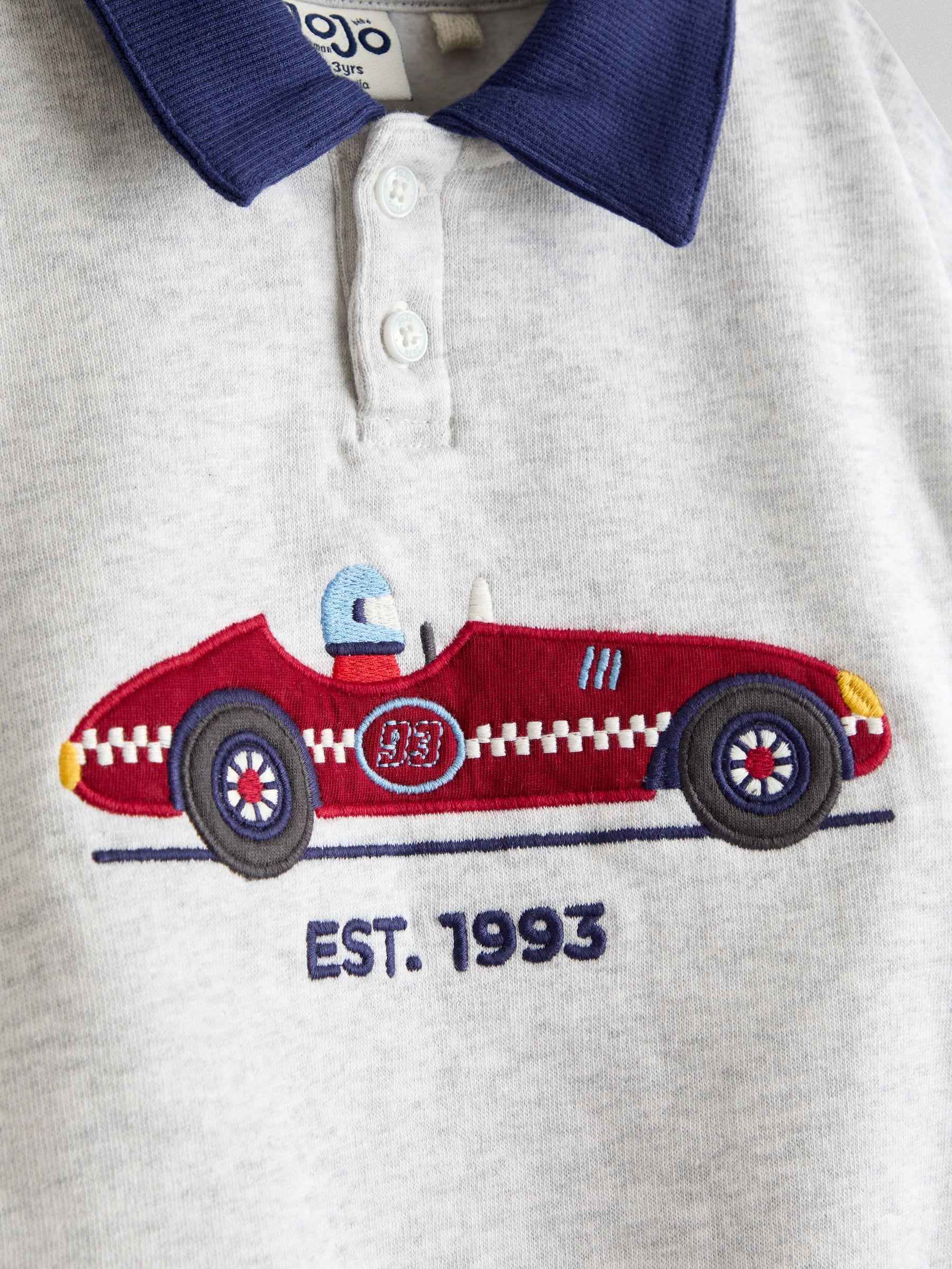 Dsiney Kidz - JoJo Maman Bébé Grey Marl Race Car Sweatshirt image 3