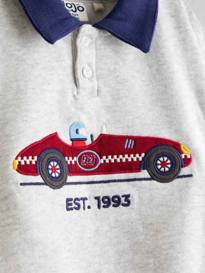 Dsiney Kidz - JoJo Maman Bébé Grey Marl Race Car Sweatshirt image 3