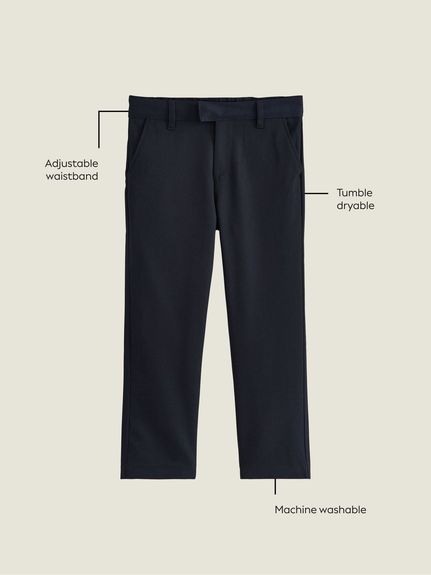 Dsiney Kidz - Navy Longer Leg Regular Waist School Trousers (3-17yrs) image 4
