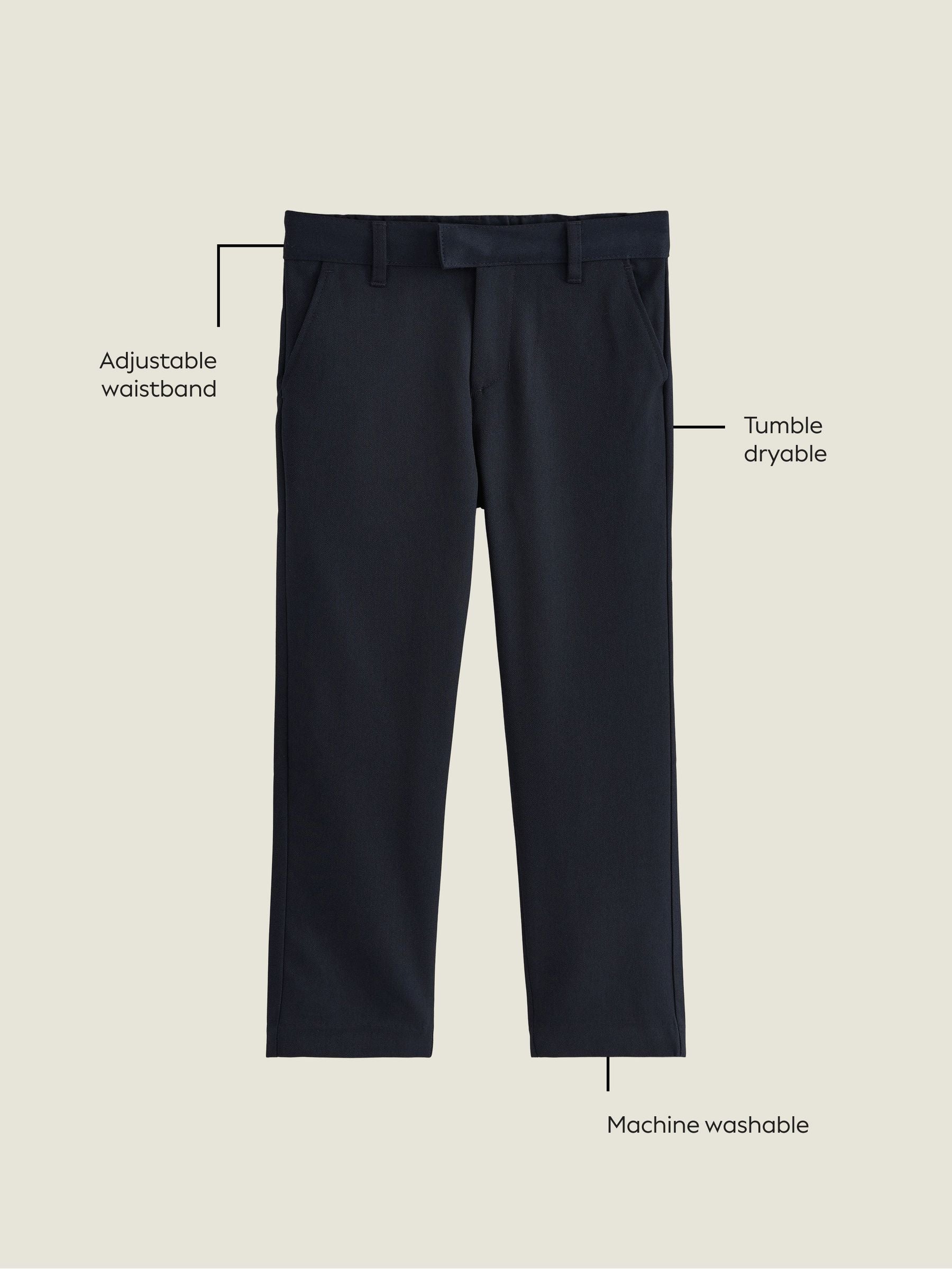 Dsiney Kidz - Navy Longer Leg Regular Waist School Trousers (3-17yrs) image 4