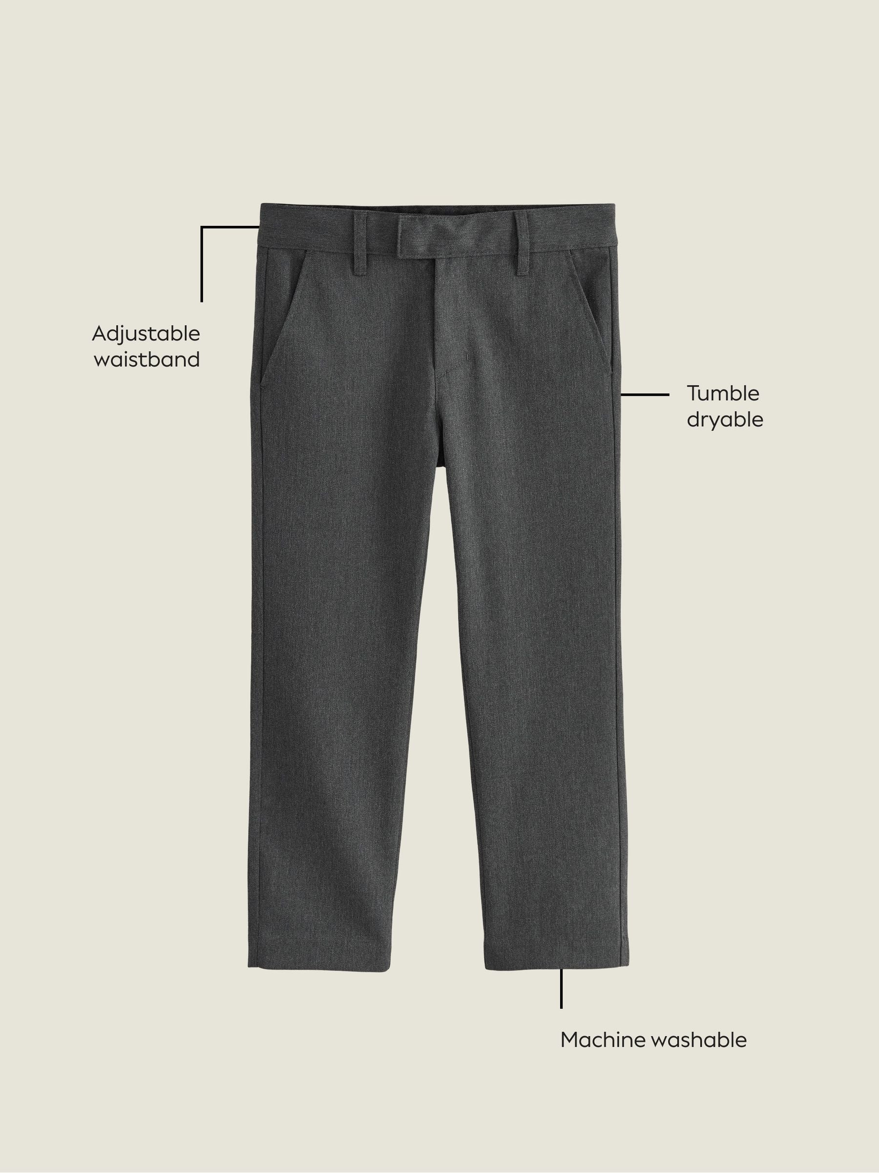 Dsiney Kidz - Grey Longer Leg Regular Waist School Trousers (3-17yrs) image 4