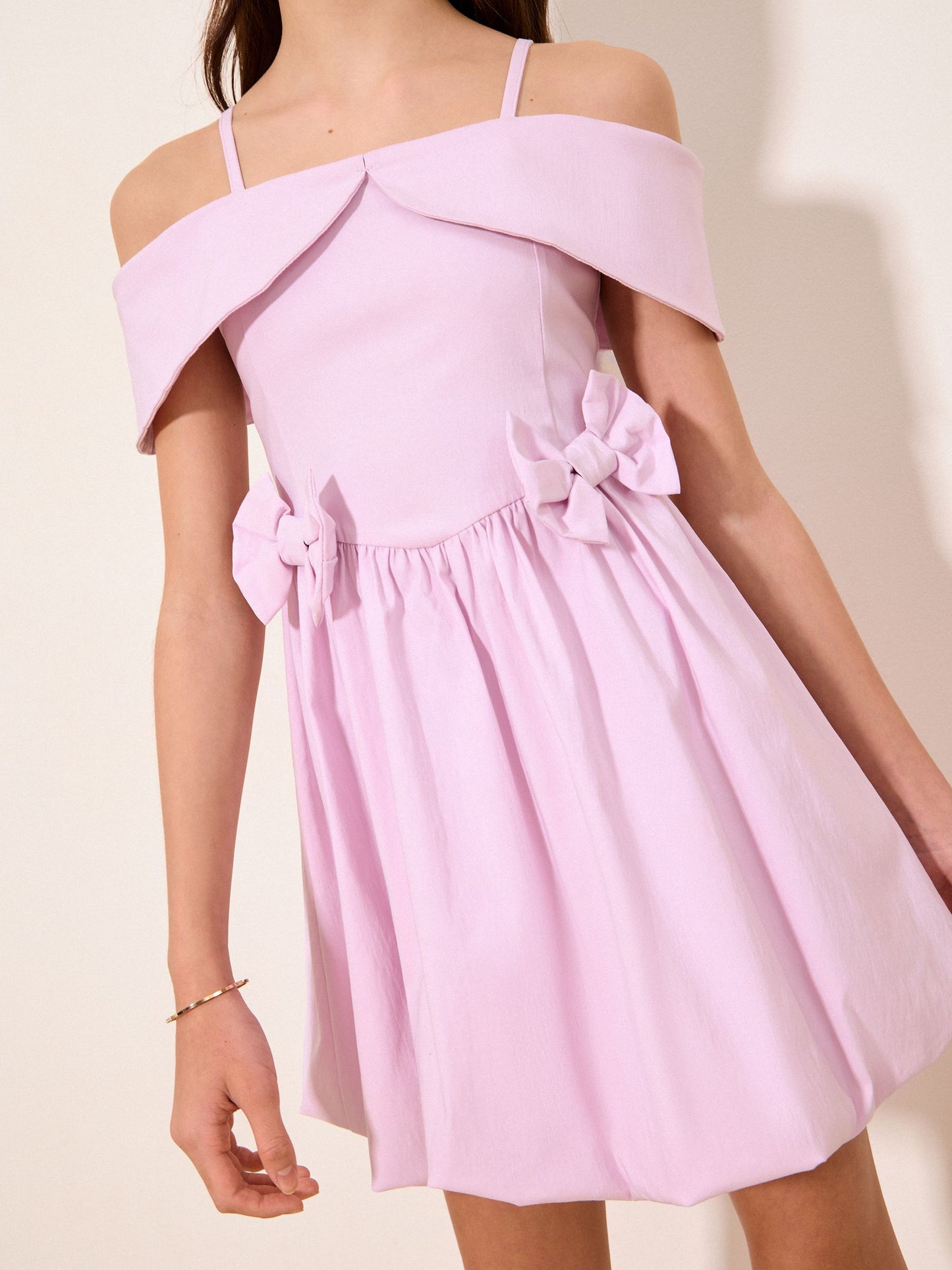 Lipsy Lilac Purple Bardot Puffball Dress (5-16yrs) image 3