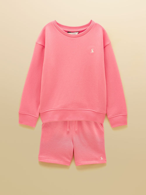 Joules Kids' Pink Crew Neck Sweatshirt And Shorts Set image 1