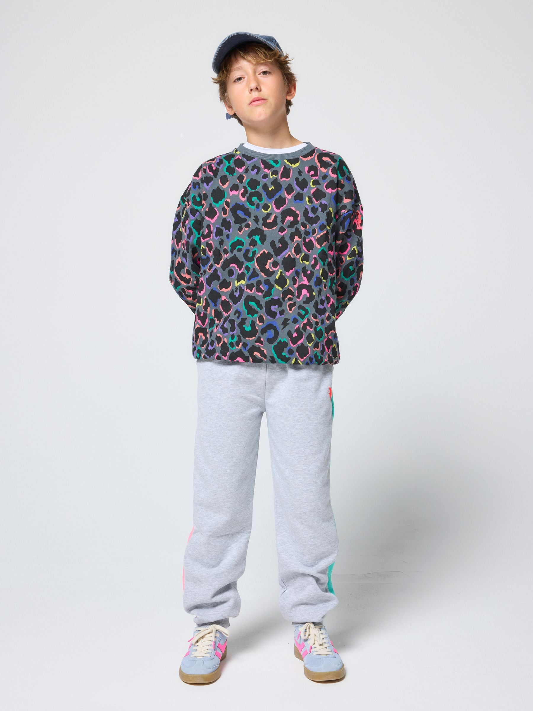 Dsiney Kidz - SCAMP & DUDE Grey Kids Oversized Sweatshirt Leopard & Lightning Bolt image 1
