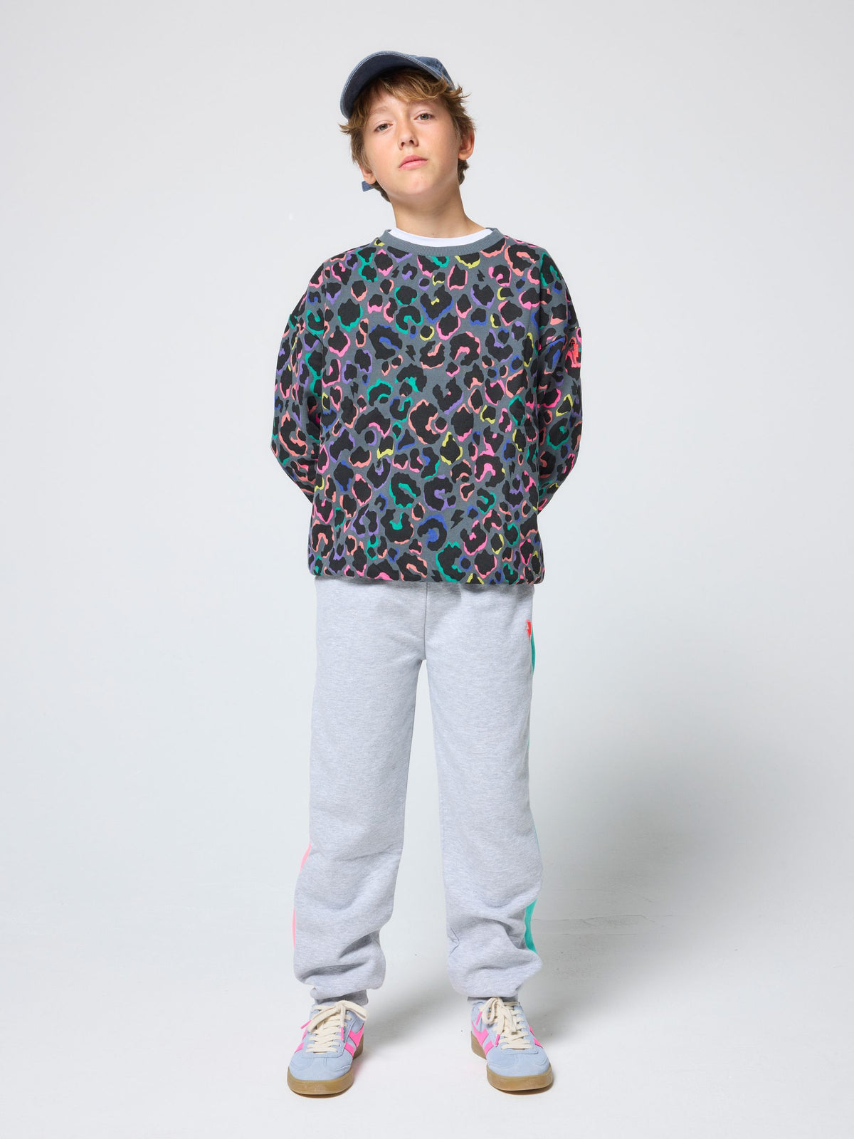 Dsiney Kidz - SCAMP & DUDE Grey Kids Oversized Sweatshirt Leopard & Lightning Bolt image 1