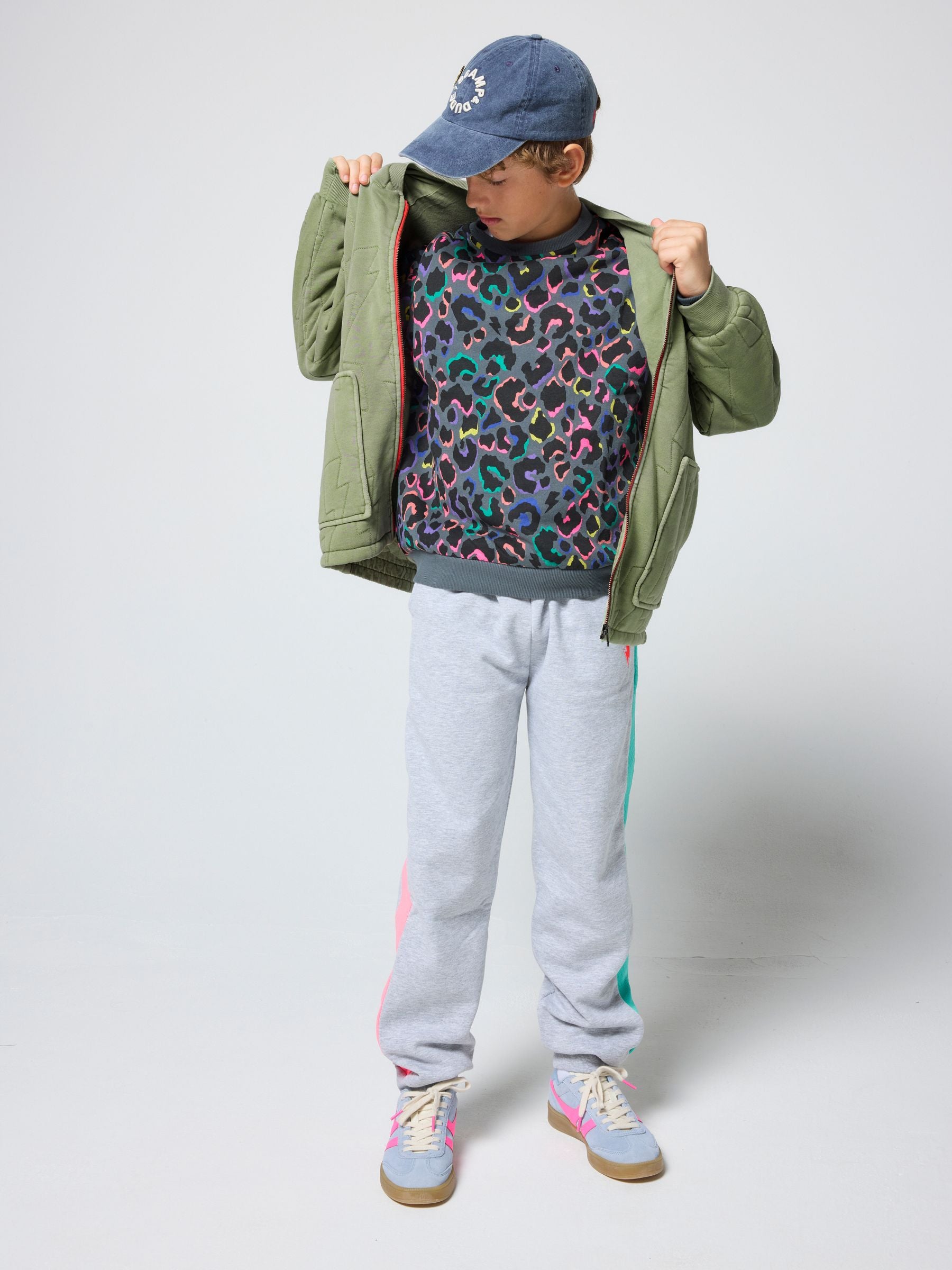 Dsiney Kidz - SCAMP & DUDE Grey Kids Oversized Sweatshirt Leopard & Lightning Bolt image 2