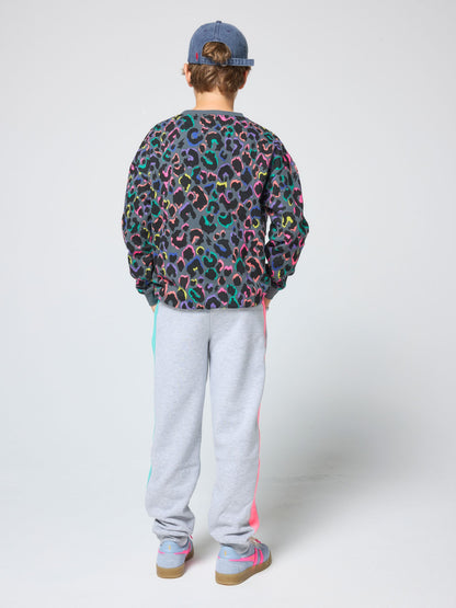 Dsiney Kidz - SCAMP & DUDE Grey Kids Oversized Sweatshirt Leopard & Lightning Bolt image 3