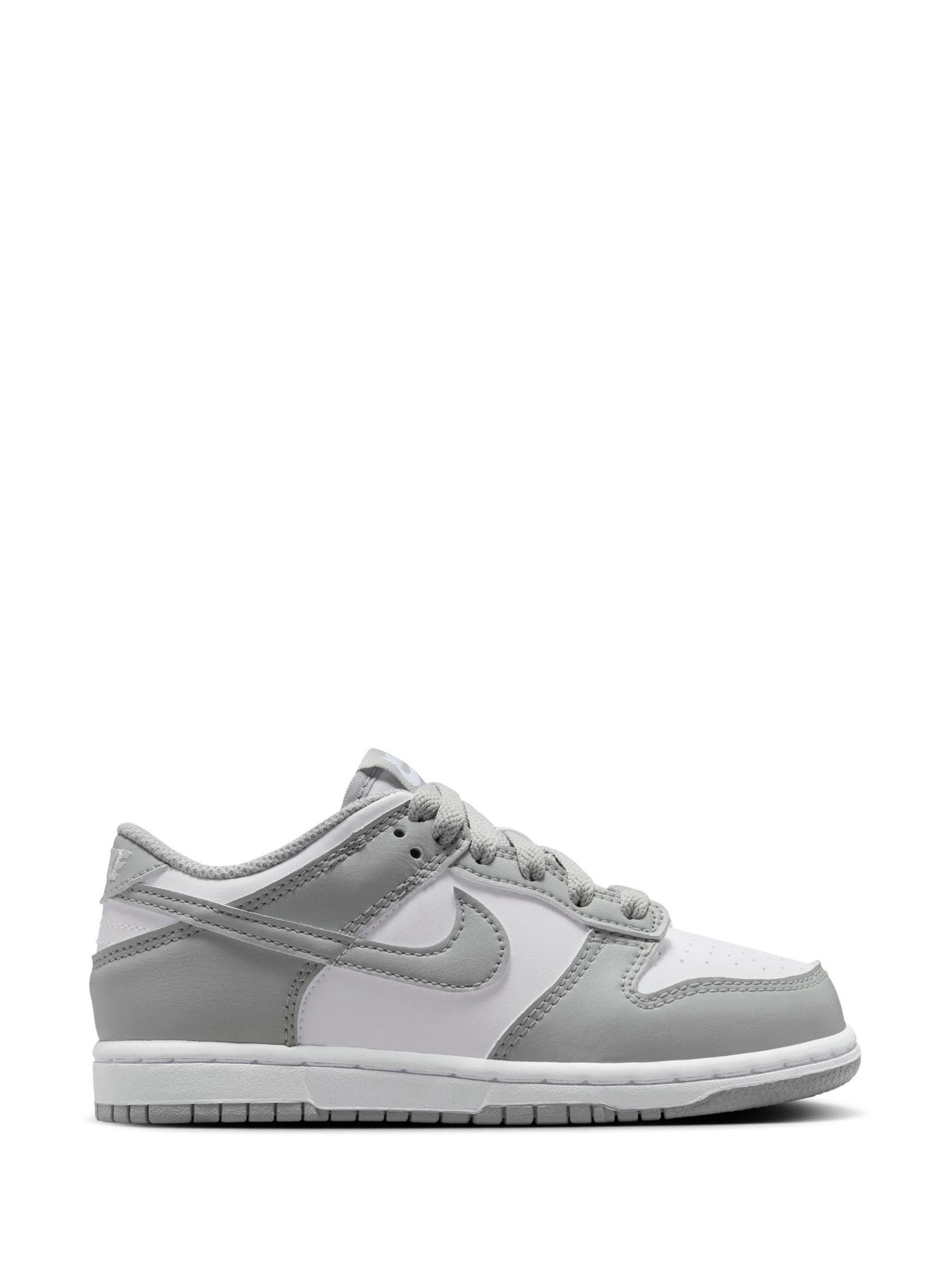 Nike White Grey Junior Dunk Low Trainers image 1