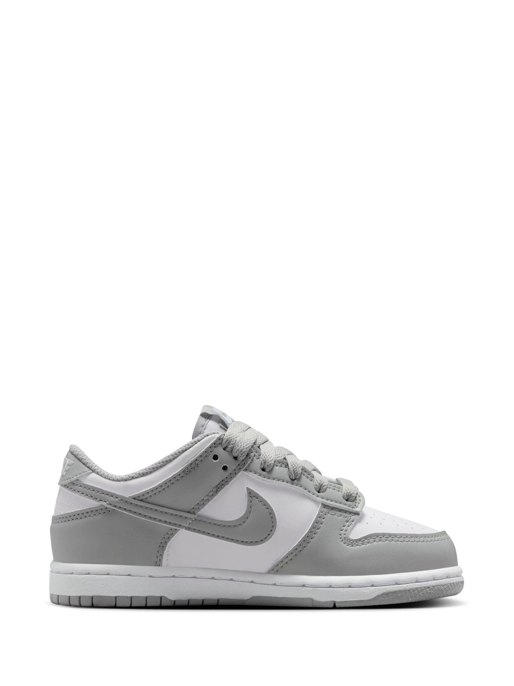 Nike White Grey Junior Dunk Low Trainers image 2