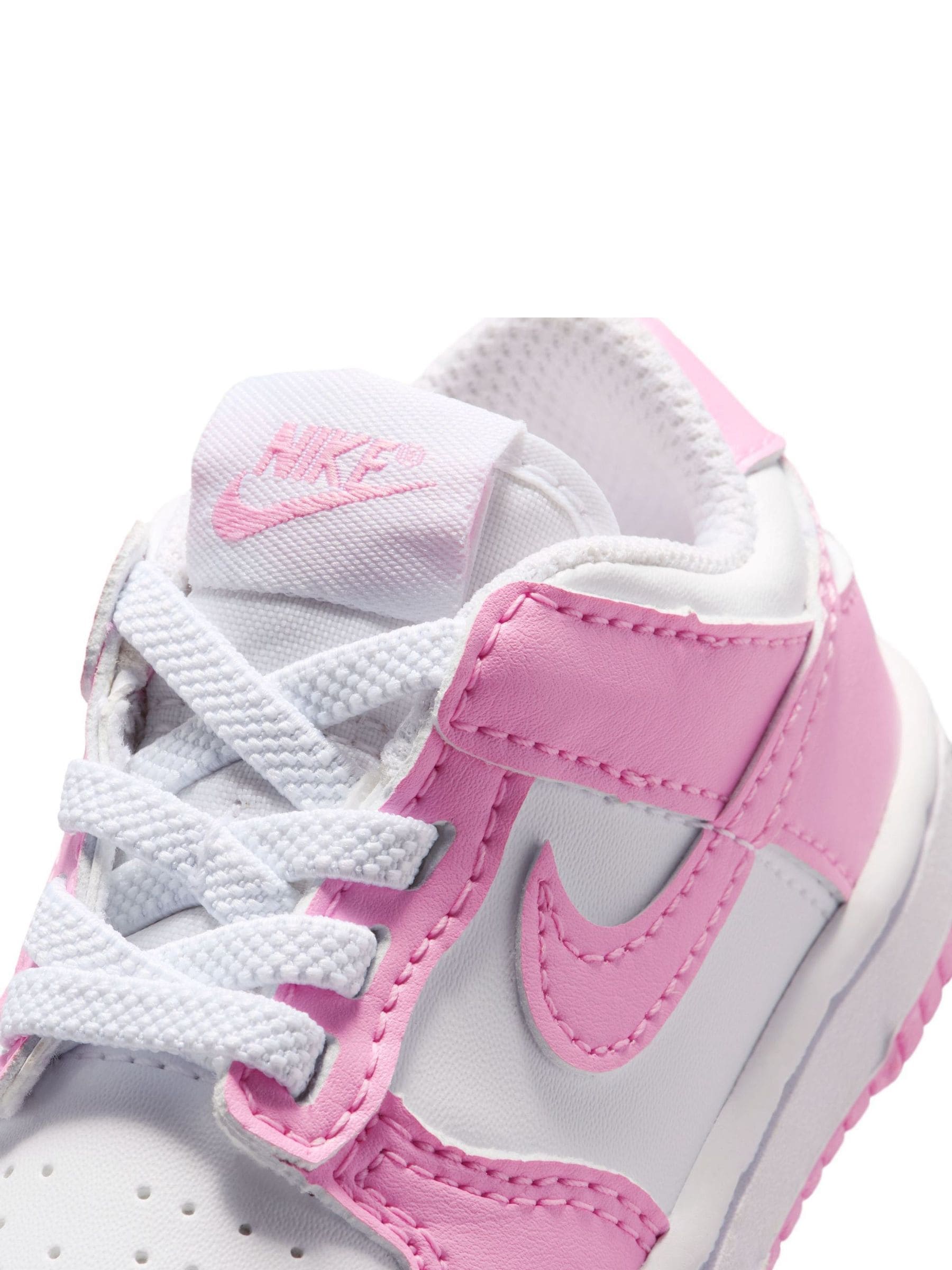 Nike White/Pink Infant Dunk Low Trainers image 9