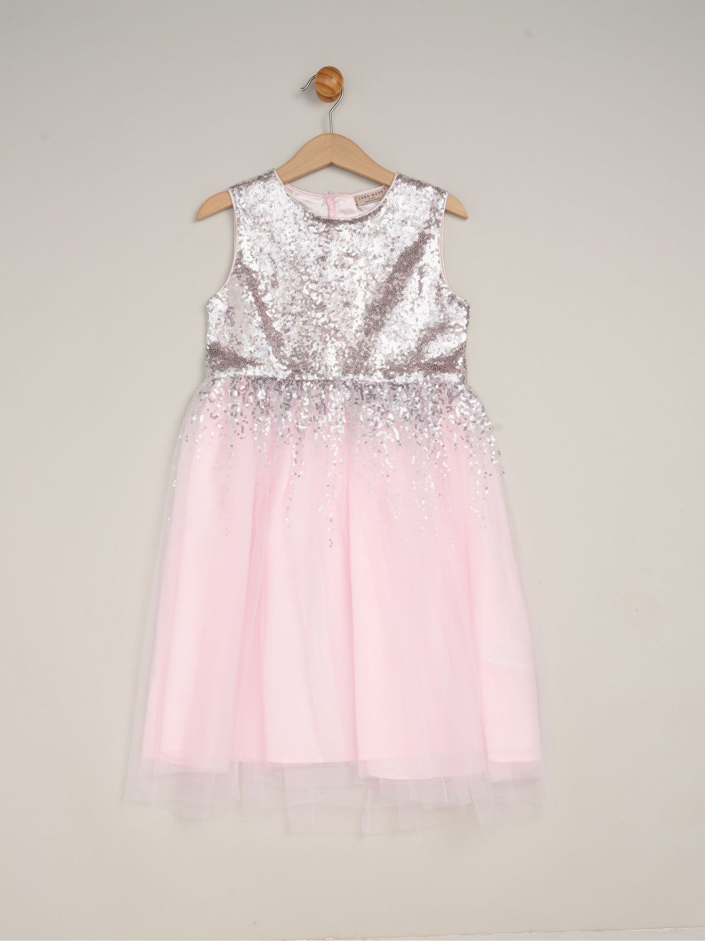 Miss Light Pink Waterfall Sequin Dress And Faux Fur Bolero Set image 3