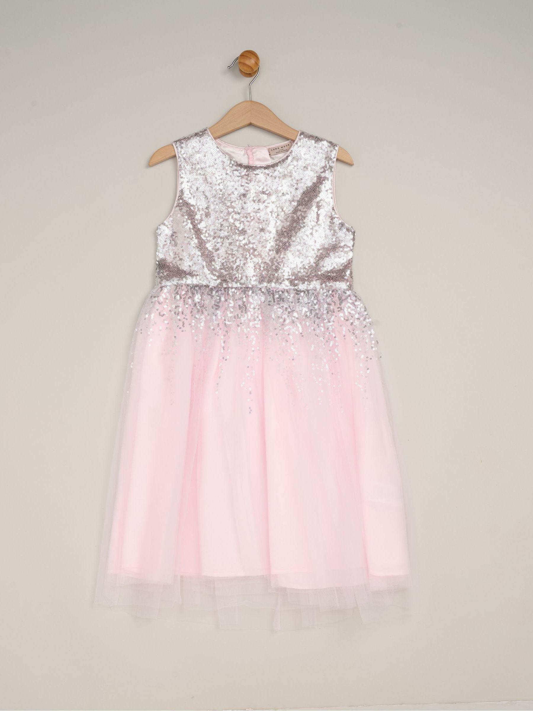 Miss Light Pink Waterfall Sequin Dress And Faux Fur Bolero Set image 3