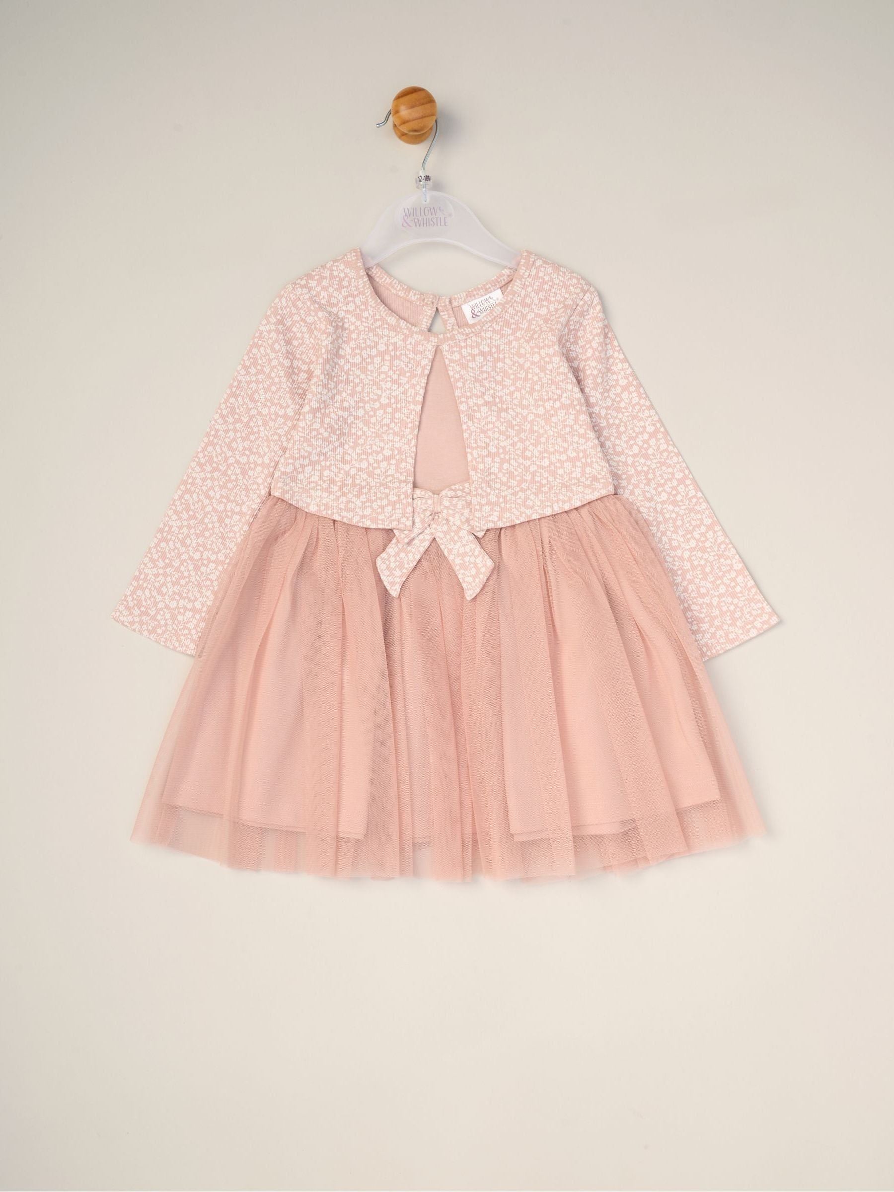 Miss Pink Mock Cardigan Dress For Baby image 1