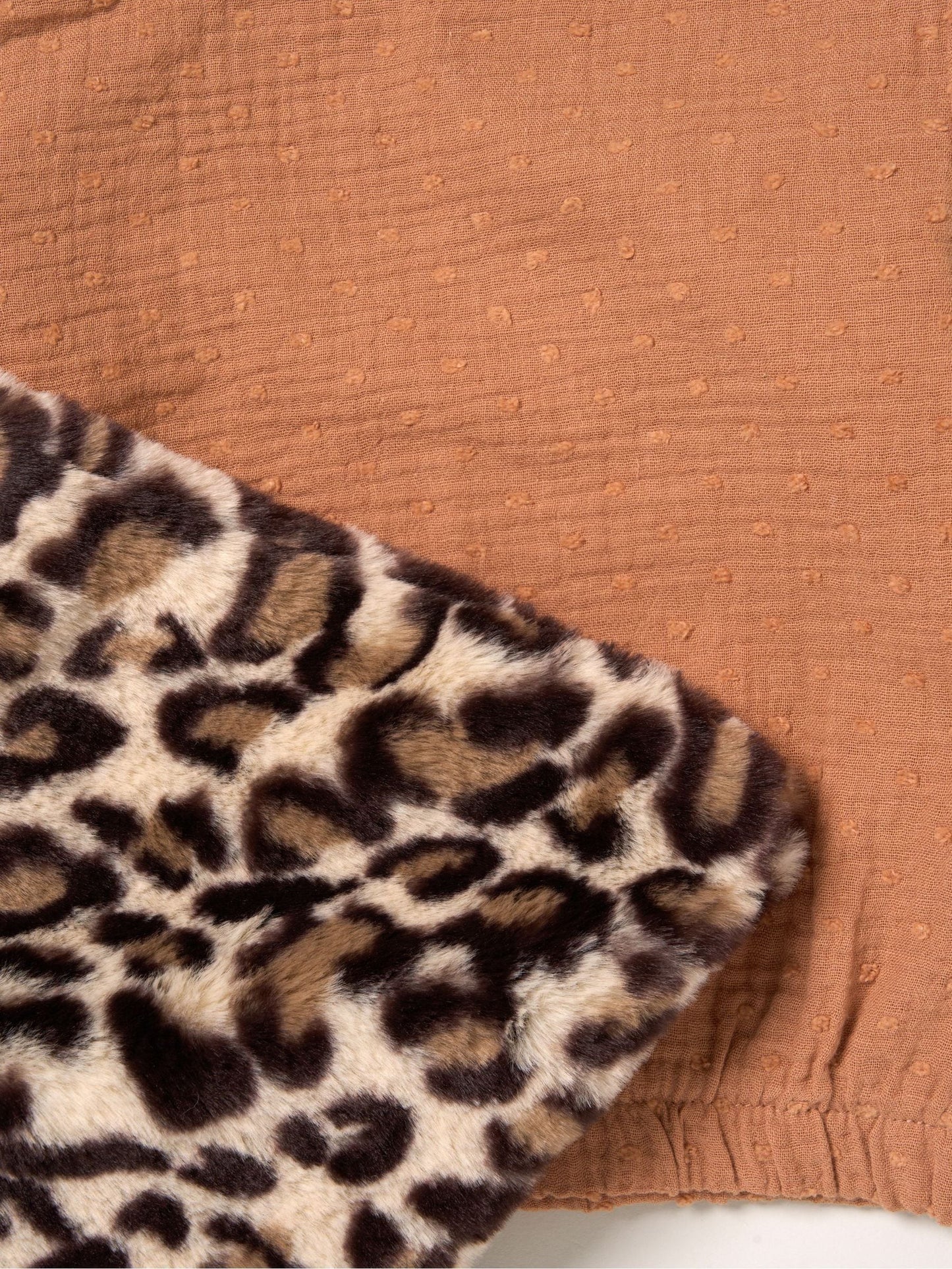 Miss Leopard Print/Brown Faux Fur Gilet Muslin Top And Skirt With Bag Set image 2