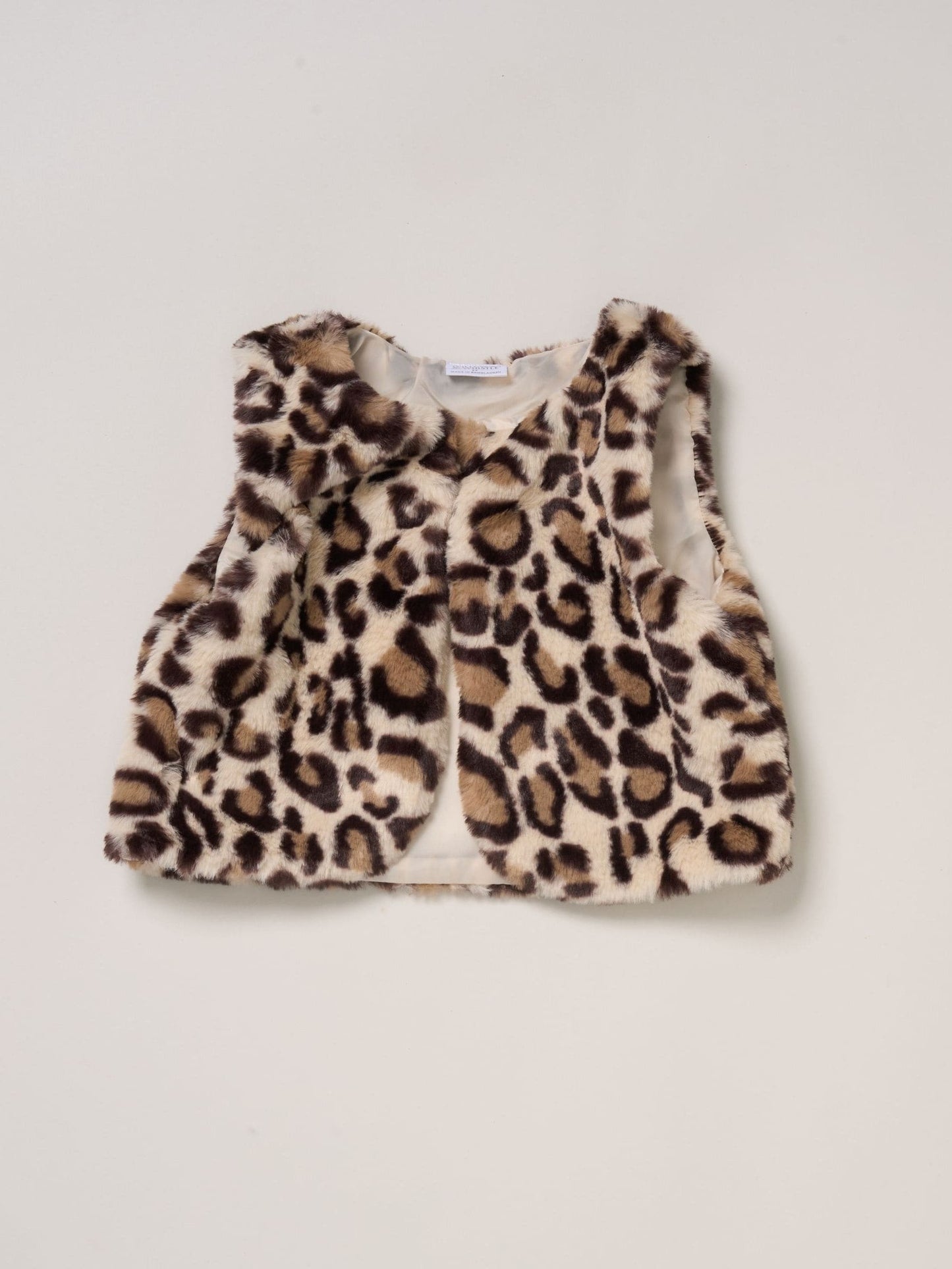 Miss Leopard Print/Brown Faux Fur Gilet Muslin Top And Skirt With Bag Set image 3