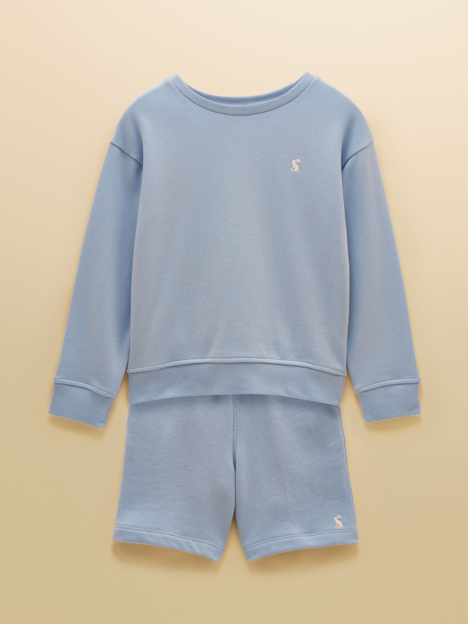 Joules Kids' Blue Crew Neck Sweatshirt And Shorts Set image 1