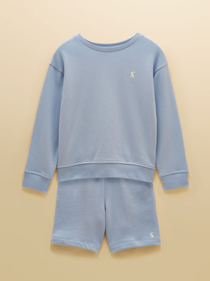 Joules Kids' Blue Crew Neck Sweatshirt And Shorts Set image 1