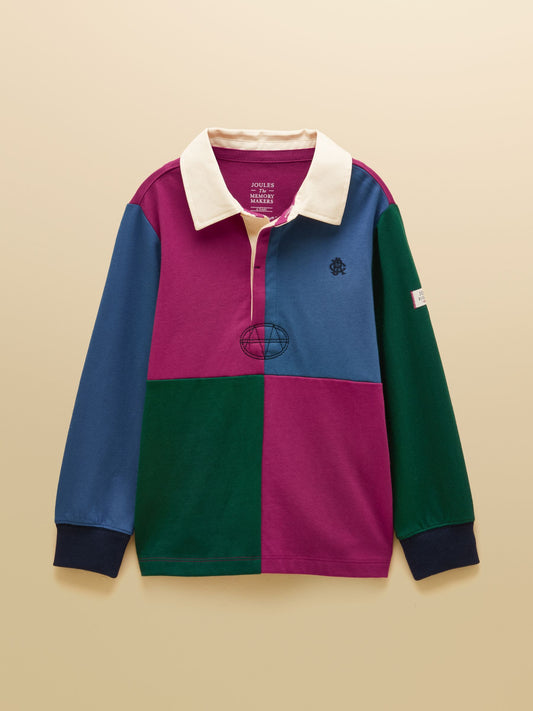Joules Boys' Rugby Club Colourblock Long Sleeve Rugby Shirt - image 1