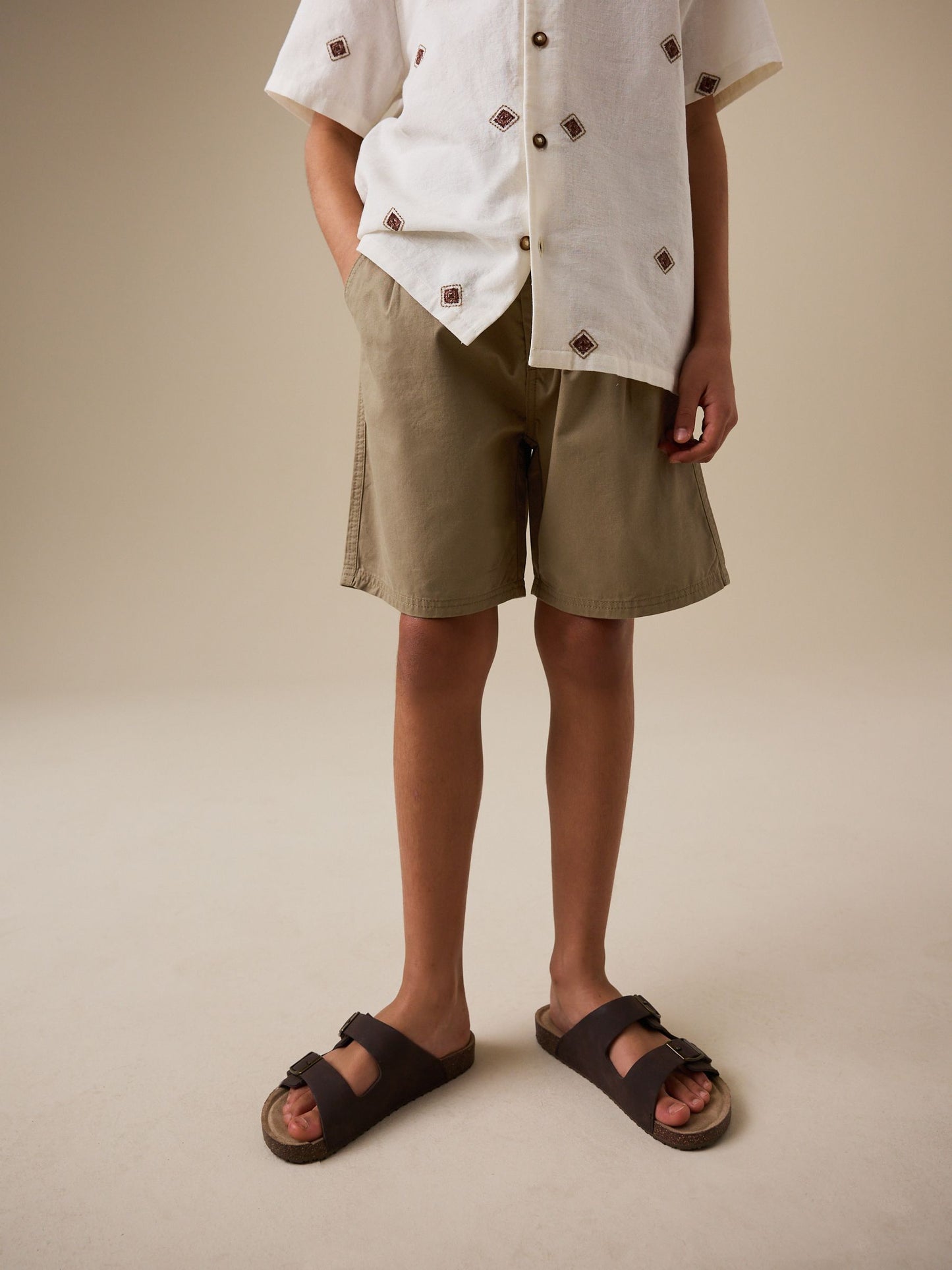 Dsiney Kidz - Tan Brown Chino Pleat Shorts (3-16yrs) image 1