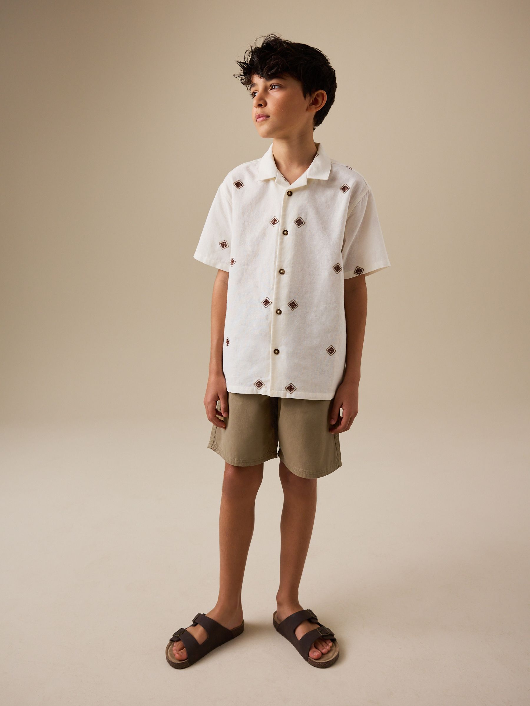 Dsiney Kidz - Tan Brown Chino Pleat Shorts (3-16yrs) image 2
