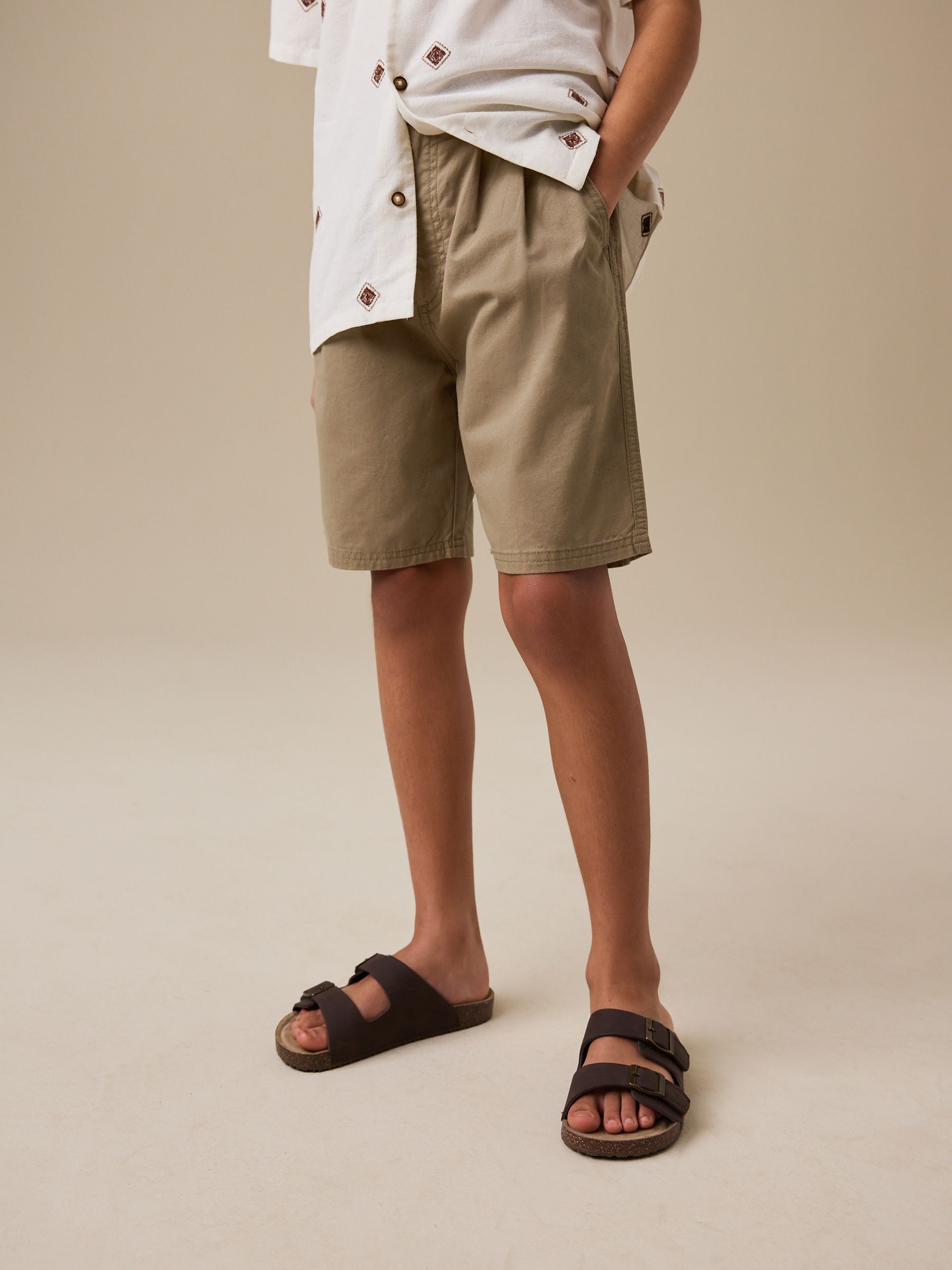 Dsiney Kidz - Tan Brown Chino Pleat Shorts (3-16yrs) image 4