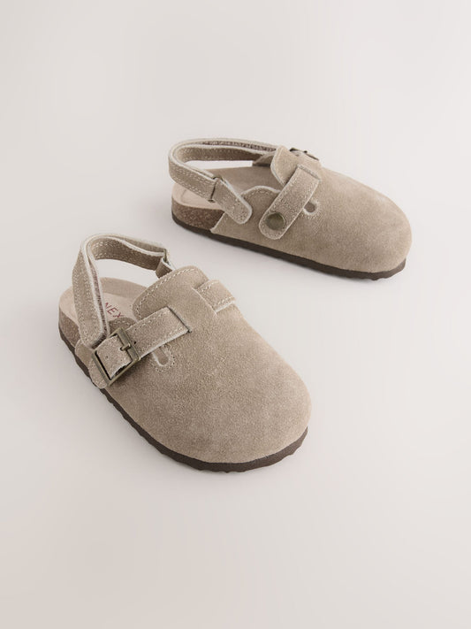Neutral Leather Cushioned Footbed Clogs image 1