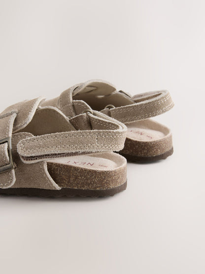 Neutral Leather Cushioned Footbed Clogs image 4