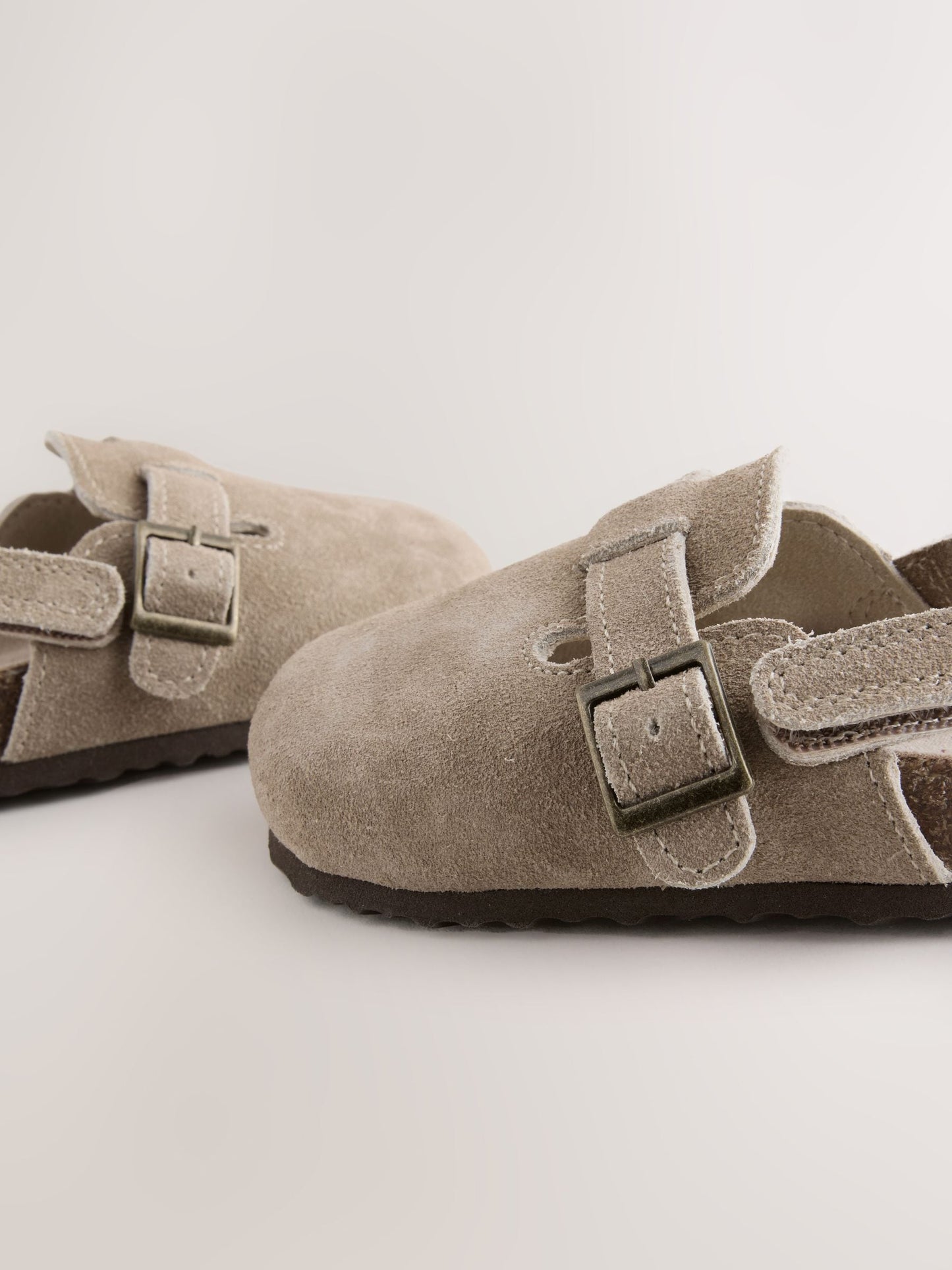 Neutral Leather Cushioned Footbed Clogs image 6