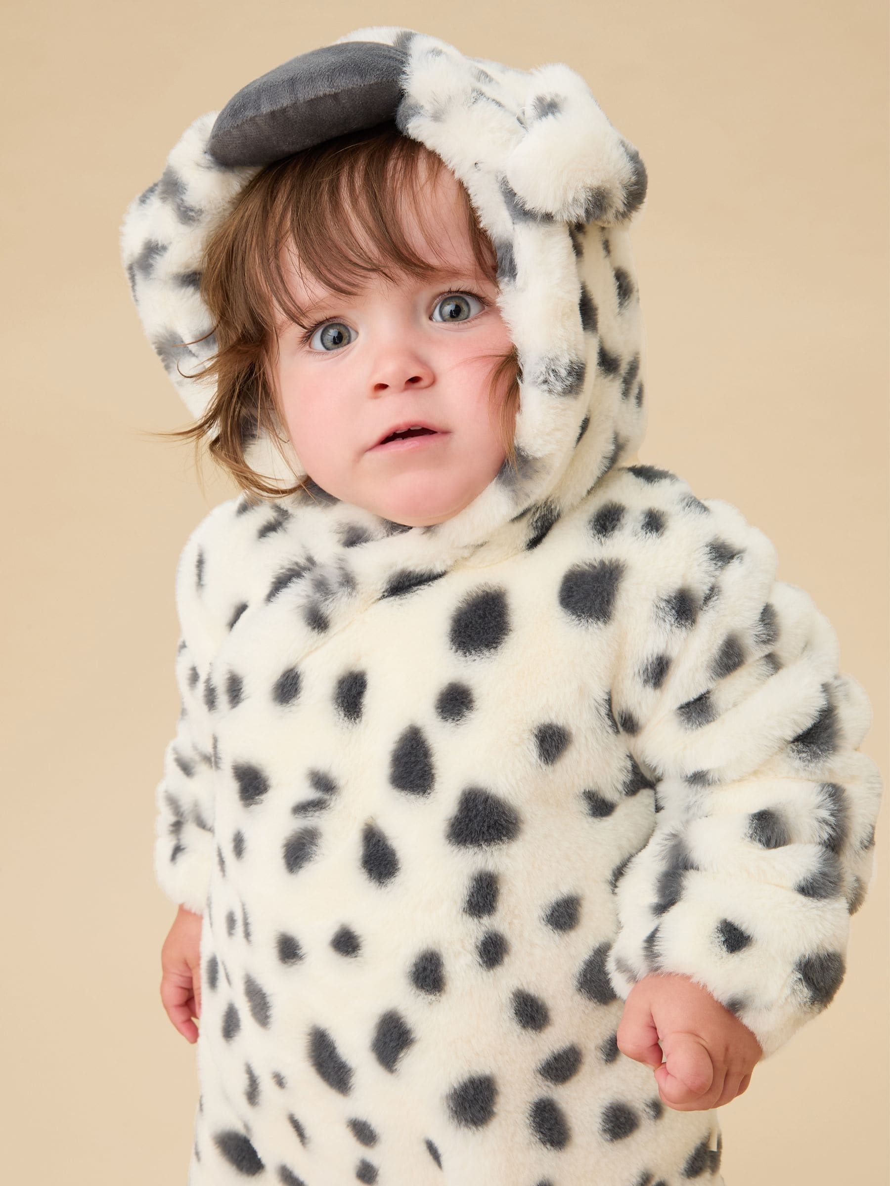 MORI Dalmatian Print Faux Fur Supersoft Zip Up Pramsuit image 2