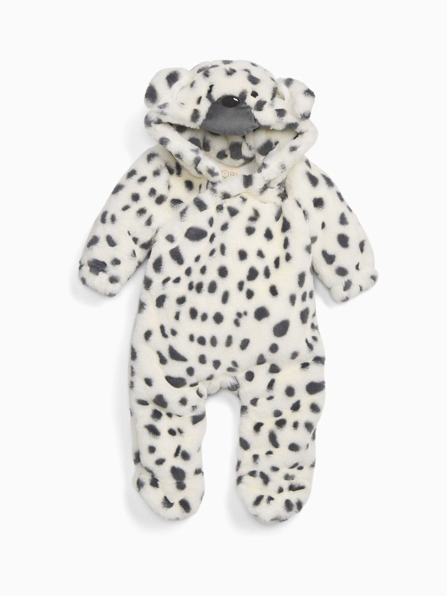 MORI Dalmatian Print Faux Fur Supersoft Zip Up Pramsuit image 3
