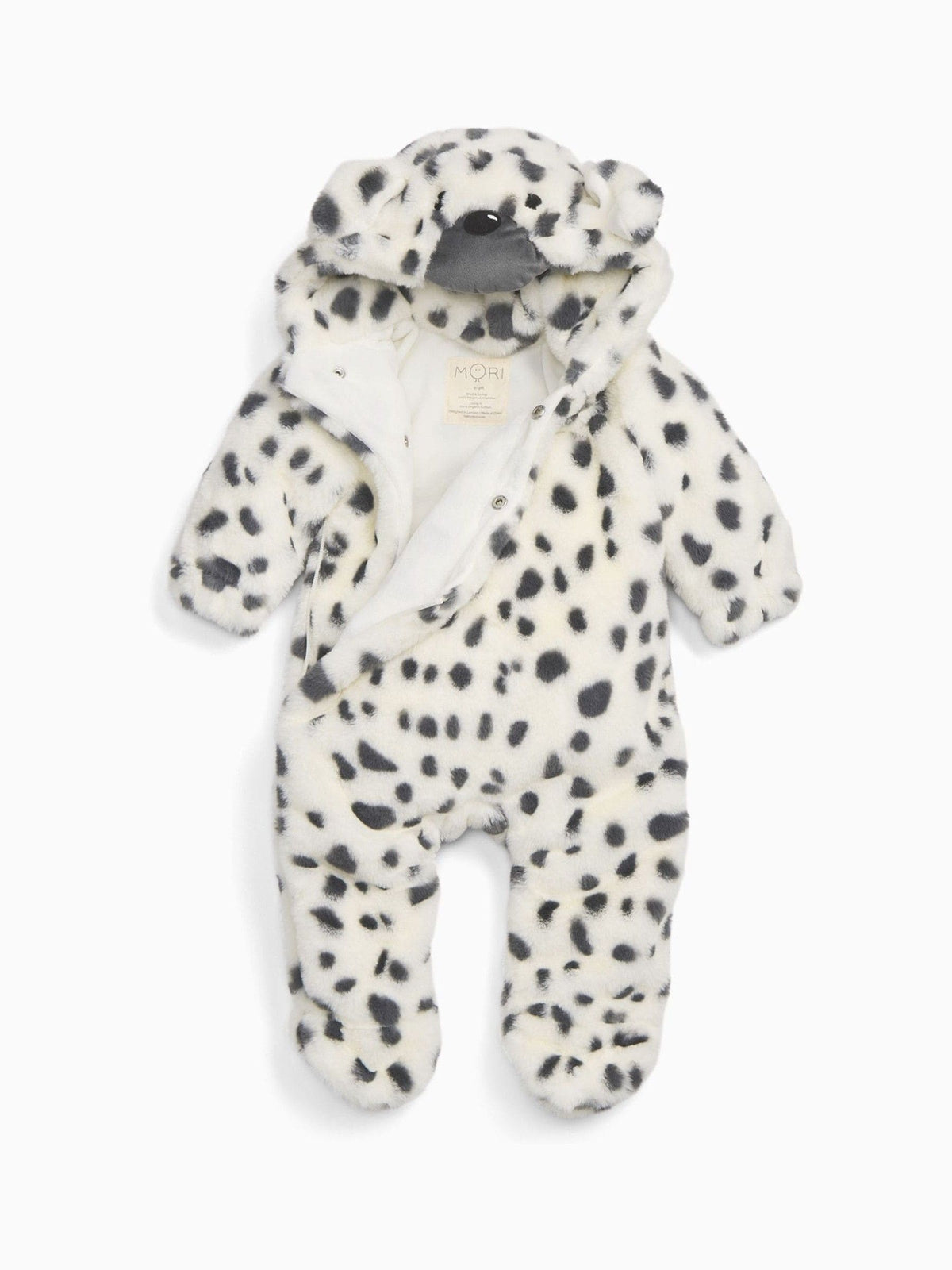 MORI Dalmatian Print Faux Fur Supersoft Zip Up Pramsuit image 4