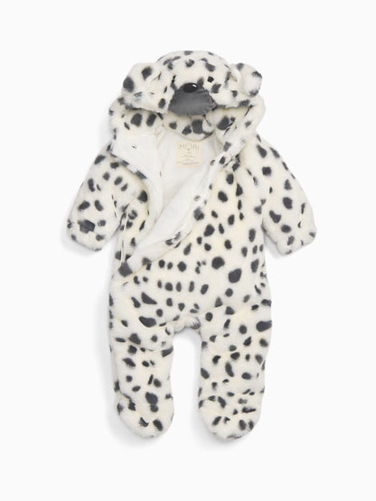 MORI Dalmatian Print Faux Fur Supersoft Zip Up Pramsuit image 4