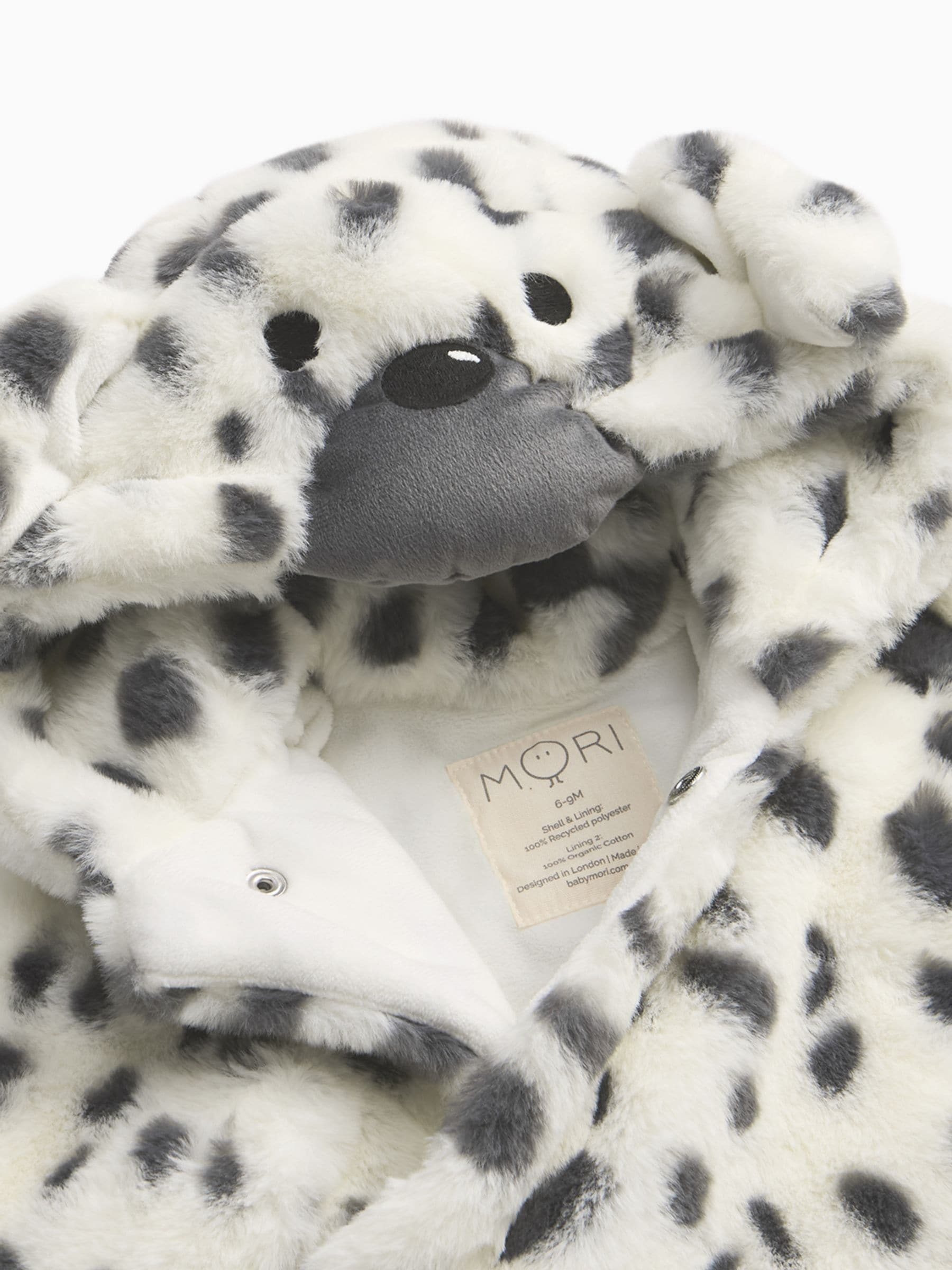 MORI Dalmatian Print Faux Fur Supersoft Zip Up Pramsuit image 5