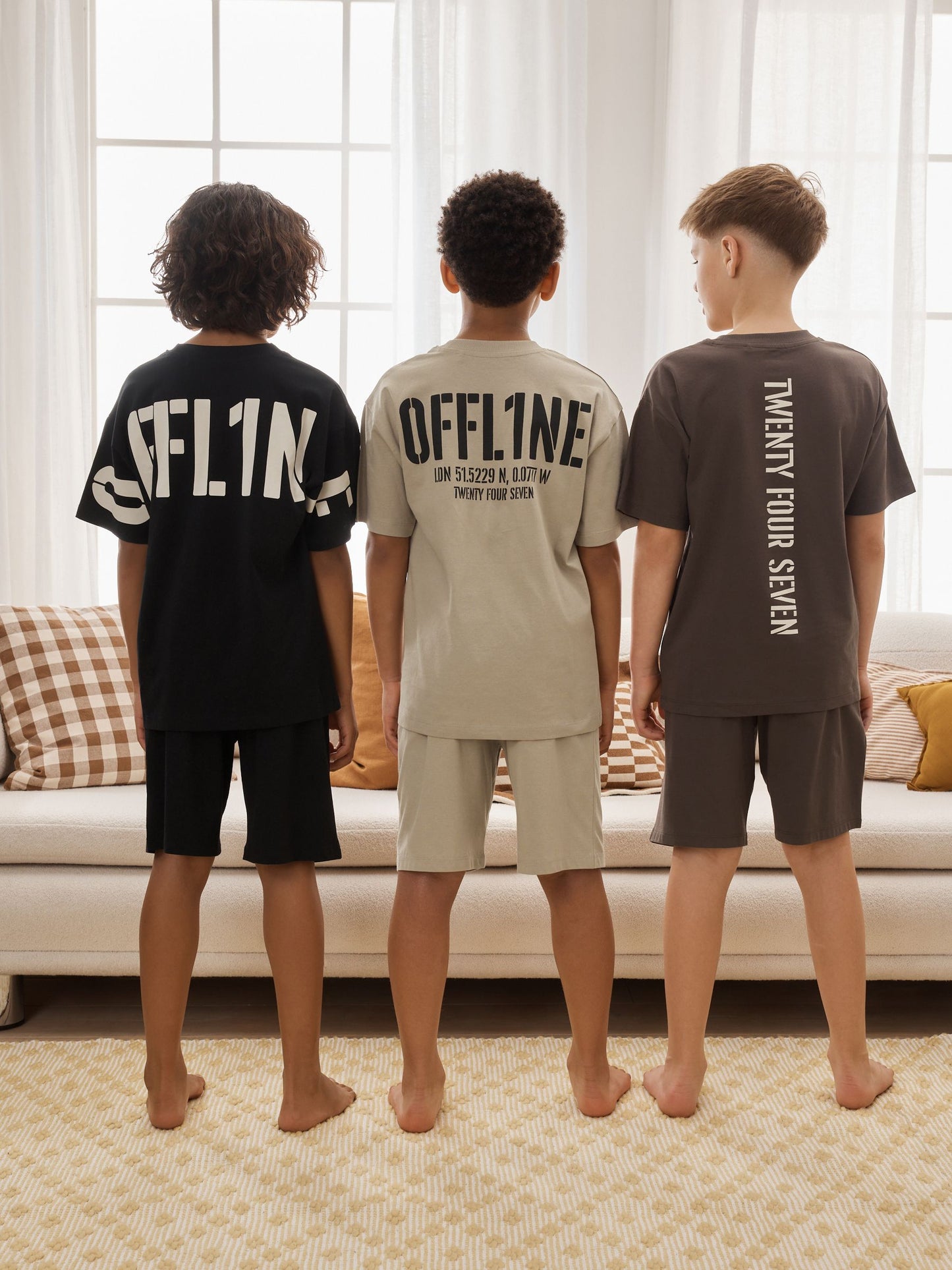 Black/Brown/Stone Offline Shorts Pyjamas 3 Pack (3-16yrs) image 5