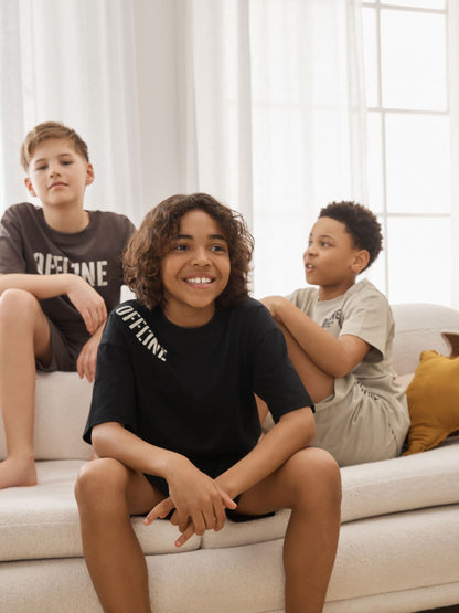 Black/Brown/Stone Offline Shorts Pyjamas 3 Pack (3-16yrs) image 6
