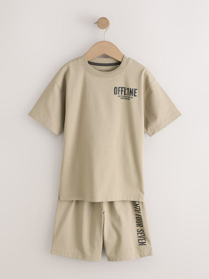 Black/Brown/Stone Offline Shorts Pyjamas 3 Pack (3-16yrs) image 11
