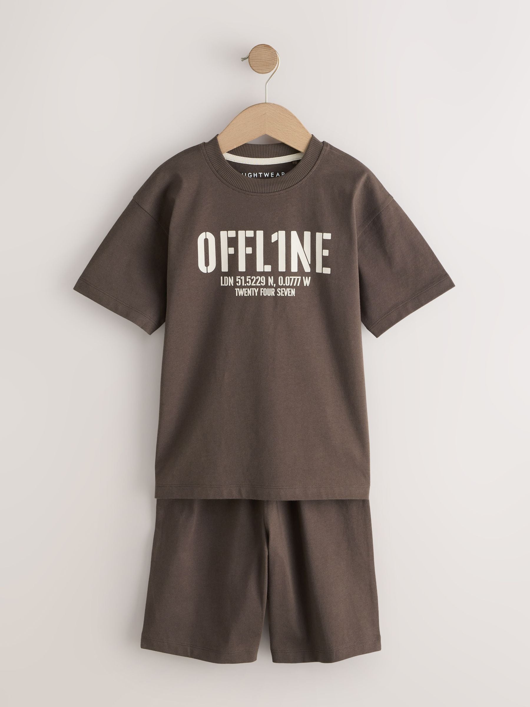 Black/Brown/Stone Offline Shorts Pyjamas 3 Pack (3-16yrs) image 12