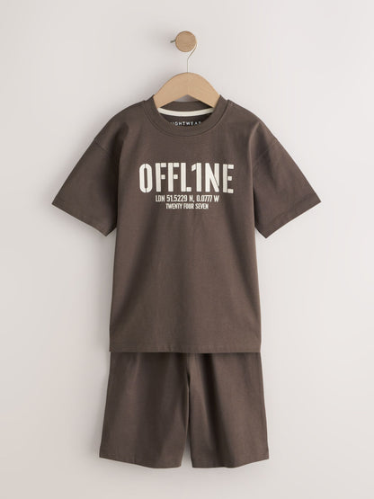 Black/Brown/Stone Offline Shorts Pyjamas 3 Pack (3-16yrs) image 12