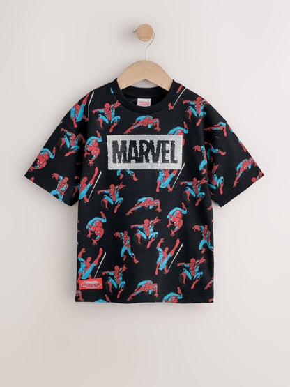 Dsiney Kidz - Black Sequin Spiderman Short Sleeve T-Shirt (3-16yrs) image 1