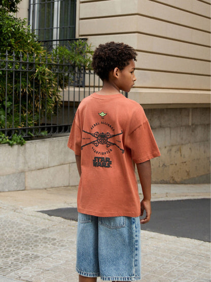 Dsiney Kidz - Rust Brown Back Print Star Wars T-Shirt (3-16yrs) image 2