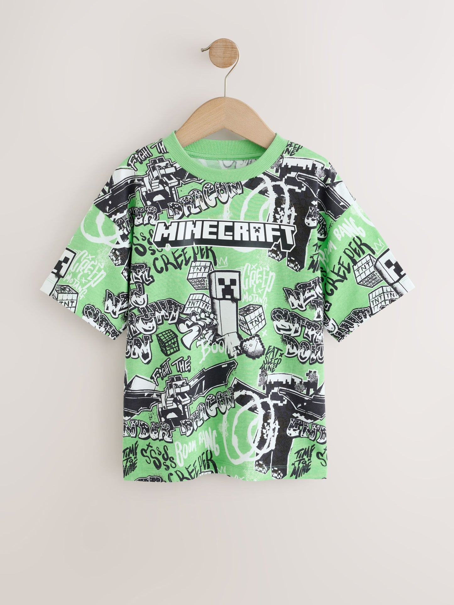 Dsiney Kidz - Lime Green All Over Print Single Minecraft T-Shirt (3-16yrs) image 1