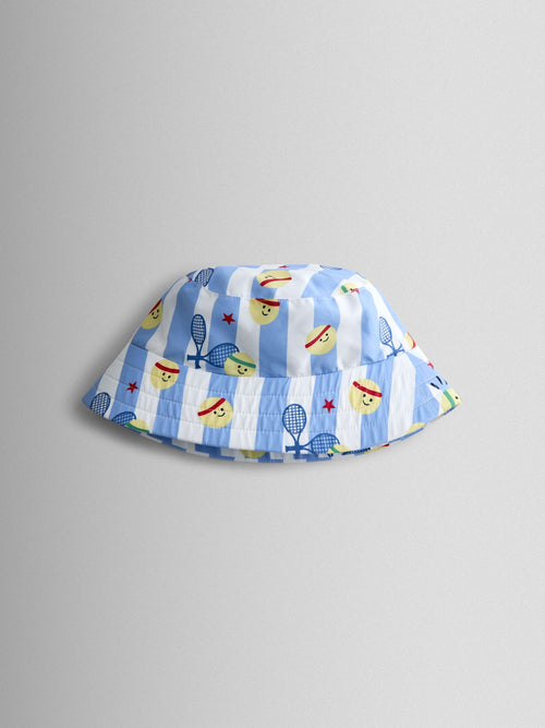 JoJo Maman Bébé Blue Stripe Tennis Bucket Hat image 1