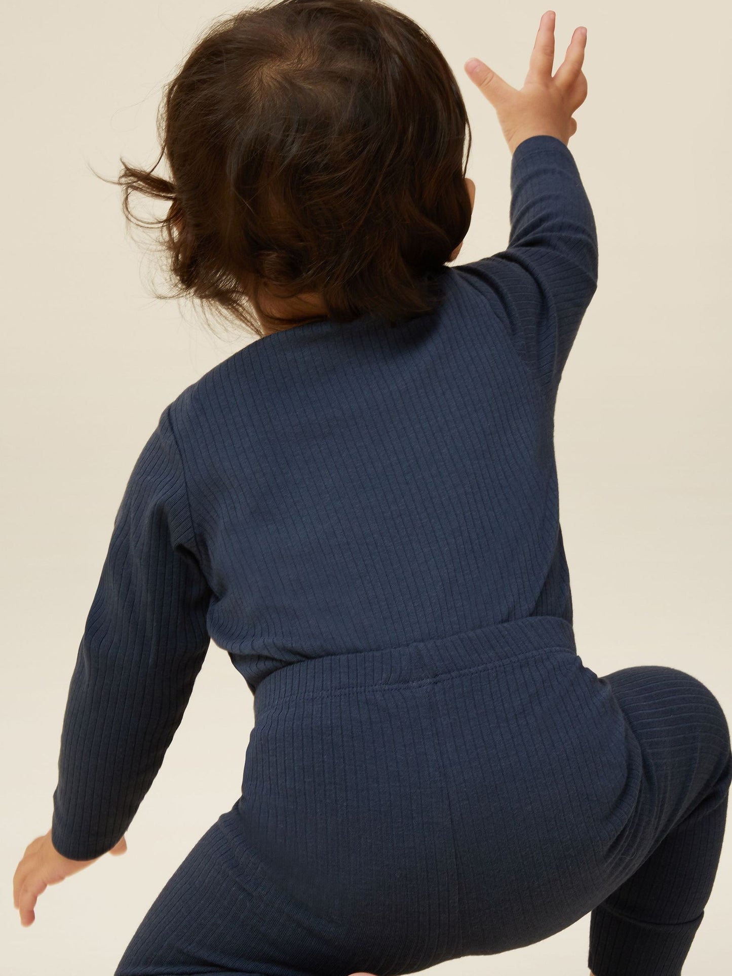 MORI Blue Ribbed Stretch Comfy Baby Leggings image 2