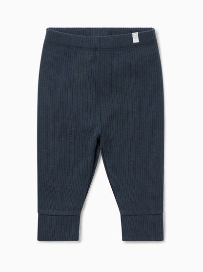 MORI Blue Ribbed Stretch Comfy Baby Leggings image 3