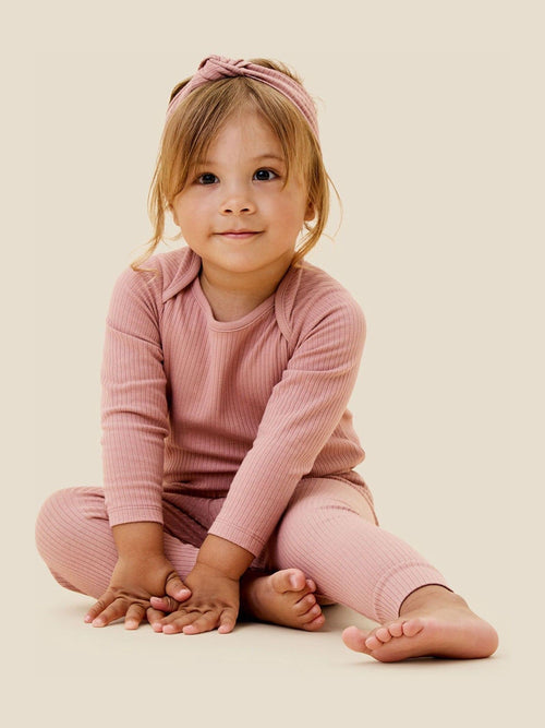 MORI Pink Ribbed Stretch Comfy Baby Leggings image 1