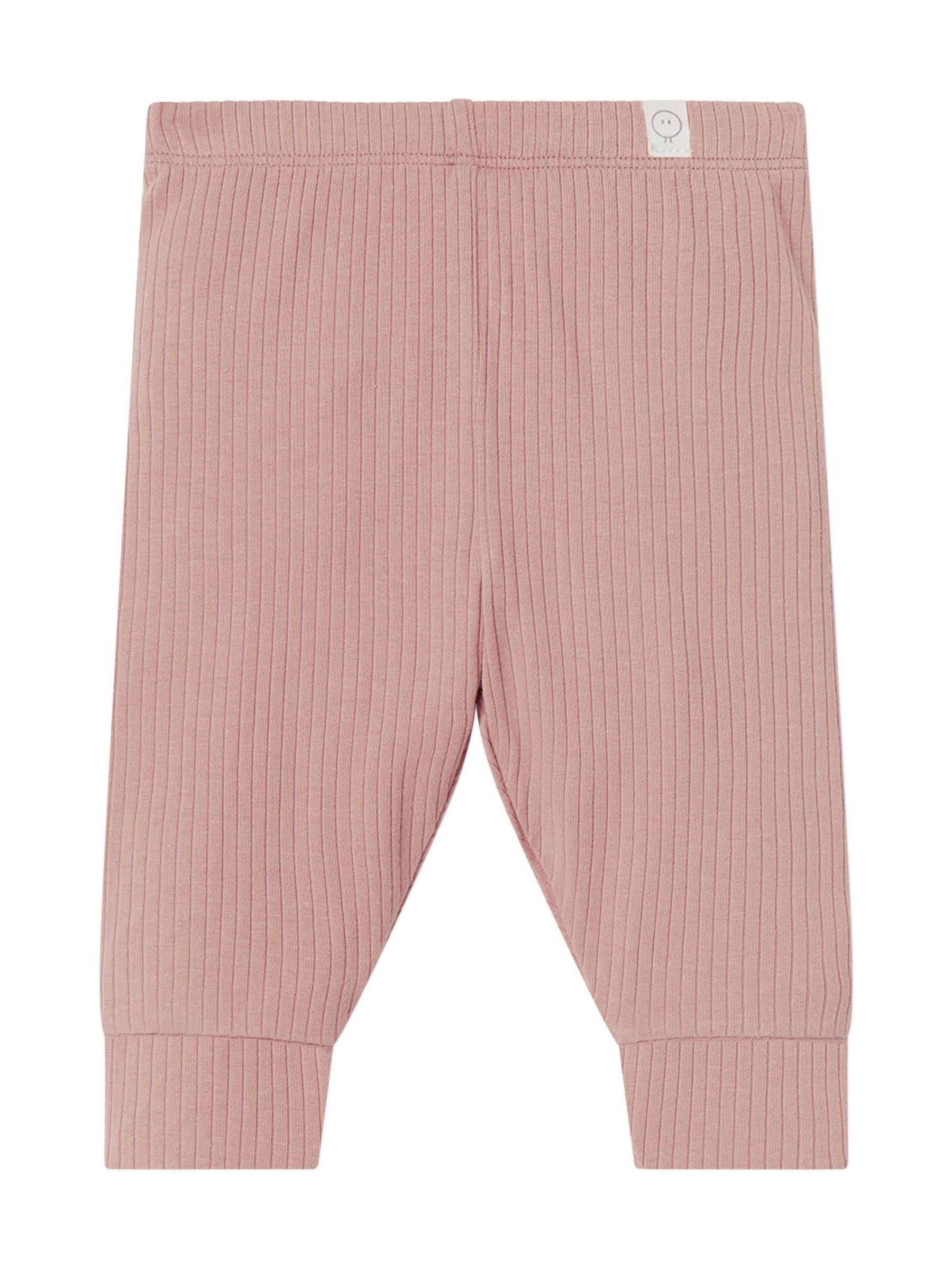 MORI Pink Ribbed Stretch Comfy Baby Leggings image 3
